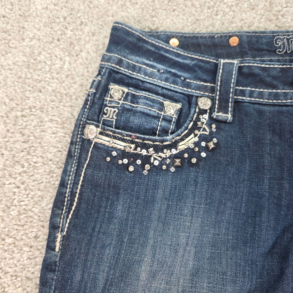 Miss Me Signature Skinny Jeans Dark Wash Embellished Studded JP816552 Size 28 - Picture 10 of 11